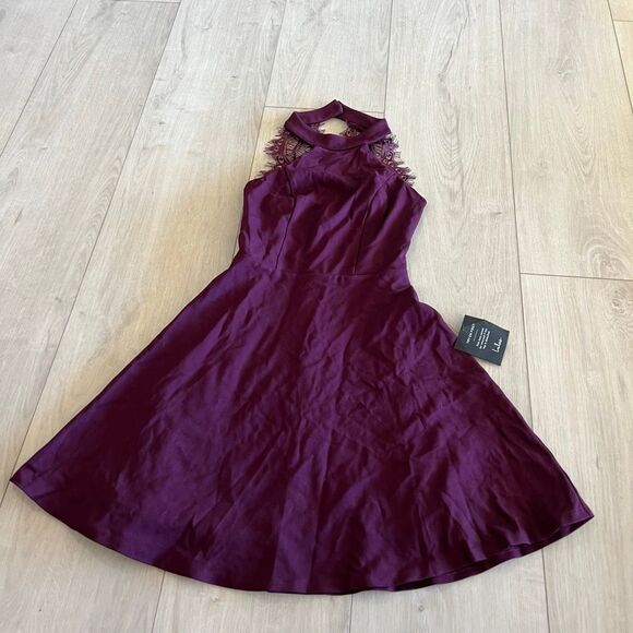 LULU'S Hometown Girl Plum Purple Lace Skater Dress Size xs - Picture 1 of 9